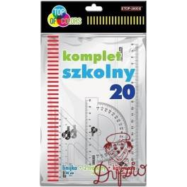 ZESTAW SZKOLNY LINIJKA EKIERKI KĄTOMIERZ TOP 2000  LINIJKA 16CM +2 EKIERKI KĄTOMI