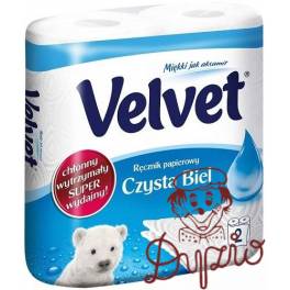 RĘCZNIK KUCH.  VELVET CZYSTA BIEL 2 ROLK 5110084      20 w worku 151 739