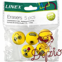 Gumki na ołówek LINEX EMOJI (5szt) MS 400114751