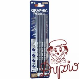 Ołówek artystyczny na blistrze 4szt. ( 2H, 2B,6B, 14B) MG AWP357G2 BK4S