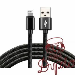 Kabel USB - Lightning EVERACTIVE 0,3m 2,4A pleciony czarny (CBB-0.3IB)