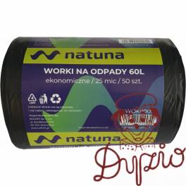 Worki na śmieci NATUNA 60L ekonomiczny (50szt) 25mic LDPE Worki na śmieci NATUNA 60L ekonomiczny (50szt) 25mic LDPE