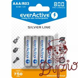 Akumulatorek Ni-MH EVERACTIVE Silver Line AAA/HR03 750mAh blister (4szt)