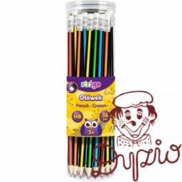 Ołówek z gumką HB w kolorowe paski (36szt) SSC279 STRIGO