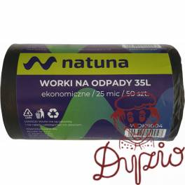 Worki na śmieci NATUNA 35L ekonomiczny (50szt) 25mic LDPE