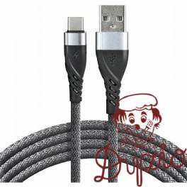 Kabel USB - USB-C EVERACTIVE 1m 3A pleciony szary (CBB-1CG)