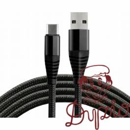 Kabel USB - USB-C EVERACTIVE 1m 5A pleciony czarny (CBB-1CHB)