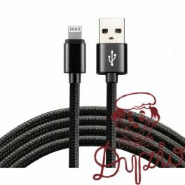 Kabel USB - Lightning EVERACTIVE 1m 2,4A pleciony czarny (CBB-1IB)