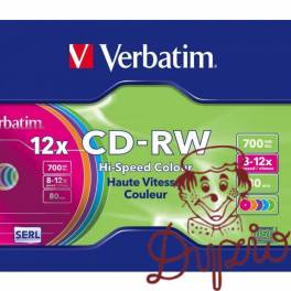 Płyta CD-RW 700MB VERBATIM slim kolor 12x 43167