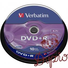 Płyta DVD+R 4,7GB VERBATIM cake (10szt) 16x Matt Silver 43498