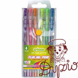 Długopis żelowy fluorescencyjny 6 kolorów CRICCO w etui CR816W6