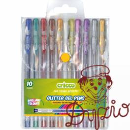 Długopisy żelowe brokatowe 10 kolorów CRICCO w etui CR815W10