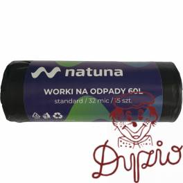 Worki na śmieci NATUNA 60L standard (15szt) 32mic LDPE Worki na śmieci NATUNA 60L standard (15szt) 32mic LDPE