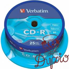 Płyta CD-R 700MB VERBATIM 52x cake (25szt) Extra Protection 43432 Płyta CD-R 700MB VERBATIM 52x cake (25szt) Extra Protection 43432