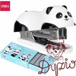 Zszywacz do 15 kartek zszywki 10 panda biały E0453 DELI