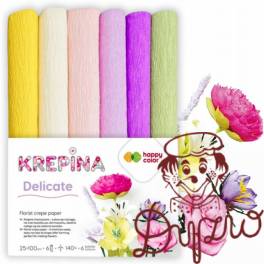 Krepina marszczona gruba 25x100cm mix 6 kolorów Delicate HA 3650 2510 - MIX D HAPPY COLOR Krepina marszczona gruba 25x100cm mix 6 kolorów Delicate HA 3650 2510 - MIX D HAPPY COLOR
