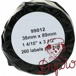 Etykieta termiczna na roli BULK 89x36mm (260szt) adresowa biala zamiennik DYMO (99012/S0722400) Etykieta termiczna na roli BULK 89x36mm (260szt) adresowa biala zamiennik DYMO (99012/S0722400)