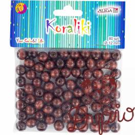 Koraliki drewniane brązowe 12mm (80szt.) PJ-0651 ALIGA Koraliki drewniane brązowe 12mm (80szt.) PJ-0651 ALIGA