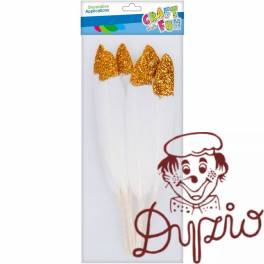Piórka dekoracyjne białe/złote 10-15cm 6szt. 463664 Piórka dekoracyjne białe/złote 10-15cm 6szt. 463664