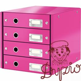 Pojemnik z 4 szufladami Leitz C&S WOW, różowy 60490062-23 Pojemnik z 4 szufladami Leitz C&S WOW, różowy 60490062-23