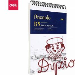 Szkicownik na spirali B5 FINENOLO 100g/m2 40 kartek biały EN025 DELI Szkicownik na spirali B5 FINENOLO 100g/m2 40 kartek biały EN025 DELI