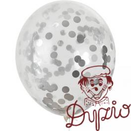 Balony z konfetti srebrne 30cm (5szt) BKN-8599 ALIGA Balony z konfetti srebrne 30cm (5szt) BKN-8599 ALIGA