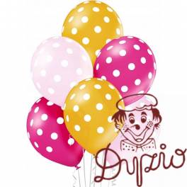Balony kropki dla dziewczynki metalizowane 6 szt. BN06-329 ALIGA Balony kropki dla dziewczynki metalizowane 6 szt. BN06-329 ALIGA