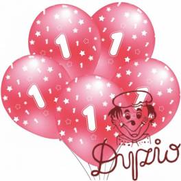 Balon różowy metalik nadruk 1 5szt. B149 GO PARTY