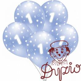 Balon niebieski metalik nadruk 1 5szt. B156 GO PARTY