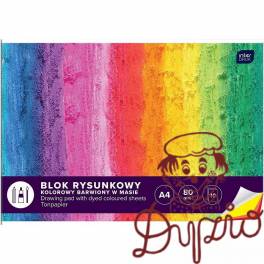 Blok rysunkowy A4 10 kartek kolorowy barwiony w masie INTERDRUK