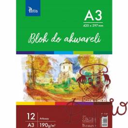 Blok do akwareli A3 12k 190g KB011-A3 TETIS Blok do akwareli A3 12k 190g KB011-A3 TETIS