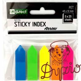 Zakładki indeksujące strzałki D.RECT 12x45mm 5kol. 009347 Zakładki indeksujące strzałki D.RECT 12x45mm 5kol. 009347