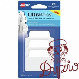Zakładki indeksujące samoprzylepne 50,8x38,1mm przezroczyste z białą zakładką Ultra Tabs 74787 AVERY ZWECKFORM Zakładki indeksujące samoprzylepne 50,8x38,1mm przezroczyste z białą zakładką Ultra Tabs 74787 AVERY ZWECKFORM