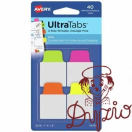 Zakładki indeksujące samoprzylepne 25,4x38,1mm przezroczyste z neonową zakładką Ultra Tabs 74759 AVERY ZWECKFORM Zakładki indeksujące samoprzylepne 25,4x38,1mm przezroczyste z neonową zakładką Ultra Tabs 74759 AVERY ZWECKFORM