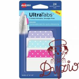 Zakładki indeksujące samoprzylepne 50,8x38,1mm kolorowe z wzorem kropki Ultra Tabs 74773 AVERY ZWECKFORM Zakładki indeksujące samoprzylepne 50,8x38,1mm kolorowe z wzorem kropki Ultra Tabs 74773 AVERY ZWECKFORM