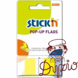 Zakładki indeksujące 45x25mm w podajniku żółte 50szt STICK`N 26022 Zakładki indeksujące 45x25mm w podajniku żółte 50szt STICK`N 26022