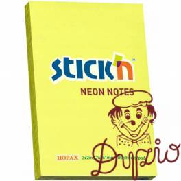 Bloczek STICK`N 76x51mm 100k żółty neon 21132 Bloczek STICK`N 76x51mm 100k żółty neon 21132
