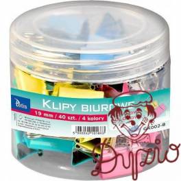 Klipy kolorowe 19mm 40szt. GK002-B TETIS Klipy kolorowe 19mm 40szt. GK002-B TETIS