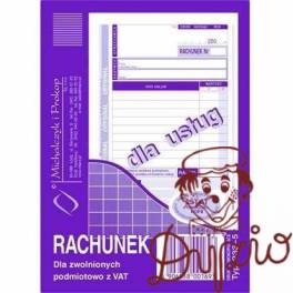233-5 Rachunek A6 dla zwolnionych podmiotowo z VAT(usługa) Michalczyk i Prokop 233-5 Rachunek A6 dla zwolnionych podmiotowo z VAT(usługa) Michalczyk i Prokop