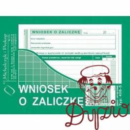 408-5 Wniosek o zaliczkę A6 40 kartek Michalczyk i Prokop 408-5 Wniosek o zaliczkę A6 40 kartek Michalczyk i Prokop