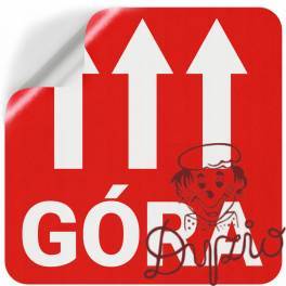 Etykieta ostrzegawcza GÓRA 55x55mm papierowa na roli (1000szt) BULK Etykieta ostrzegawcza GÓRA 55x55mm papierowa na roli (1000szt) BULK