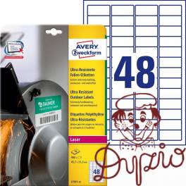 Etykiety A4 białe 45,7x21,2mm(10arkuszy)L7911-10 polietylenowedo użytku zewnętrznego AVERY ZWECKFORM Etykiety A4 białe 45,7x21,2mm(10arkuszy)L7911-10 polietylenowedo użytku zewnętrznego AVERY ZWECKFORM