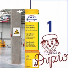 Etykiety papierowe 210x297mm (20arkuszy) L7877-20 AVERY ZWECKFORM Etykiety papierowe 210x297mm (20arkuszy) L7877-20 AVERY ZWECKFORM