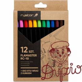 Flamaster RC-10 ECO ETUI Z KUBKIEM zestaw 12 szt. mix kolorów, śr. 1.0 mm, 445-120 RYSTOR Flamaster RC-10 ECO ETUI Z KUBKIEM zestaw 12 szt. mix kolorów, śr. 1.0 mm, 445-120 RYSTOR
