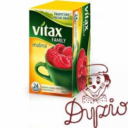 Herbata owocowo-ziołowa VITAX FAMILY (24 torebki bez zawieszki)48g Malina Herbata owocowo-ziołowa VITAX FAMILY (24 torebki bez zawieszki)48g Malina