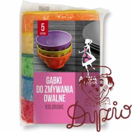 Gąbki do zmywania OWALNE kolorowe 5szt PG-3225 Gąbki do zmywania OWALNE kolorowe 5szt PG-3225