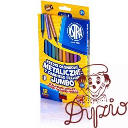 Kredki trójkątne metaliczne JUMBO 12kolorów z temperówką 312114003 Kredki trójkątne metaliczne JUMBO 12kolorów z temperówką 312114003