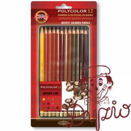 Kredki POLYCOLOR 12 szt brązy 3822/BR KOH-I-NOOR Kredki POLYCOLOR 12 szt brązy 3822/BR KOH-I-NOOR