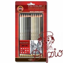 Kredki POLYCOLOR 12 szt szarości 3822/GR KOH-I-NOOR Kredki POLYCOLOR 12 szt szarości 3822/GR KOH-I-NOOR