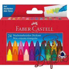 Kredki świecowe trójkątne 24kol opakowanie kartonowe 120024 Faber-Castell